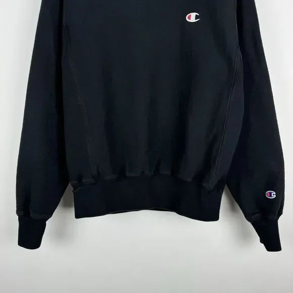 Champion Reverse Weave Crewneck Sweatshirt Mens Size Small Black Pullover - Picture 4 of 14